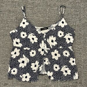 Stylish Black and White Floral Camisole